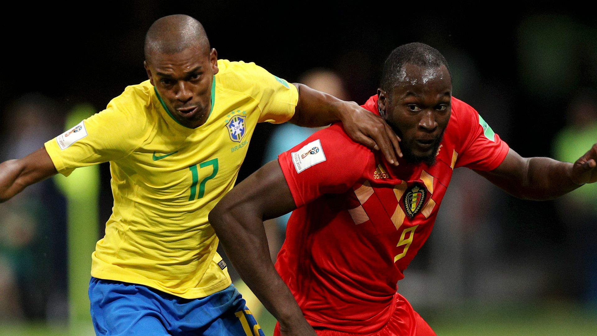 Fernandinho Romelu Lukaku Brazil Belgium 2018
