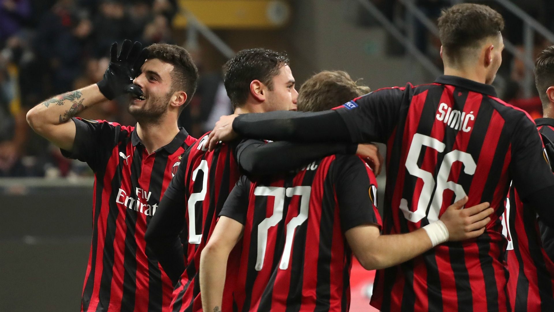 Milan celebrating Milan Dudelange Europa League