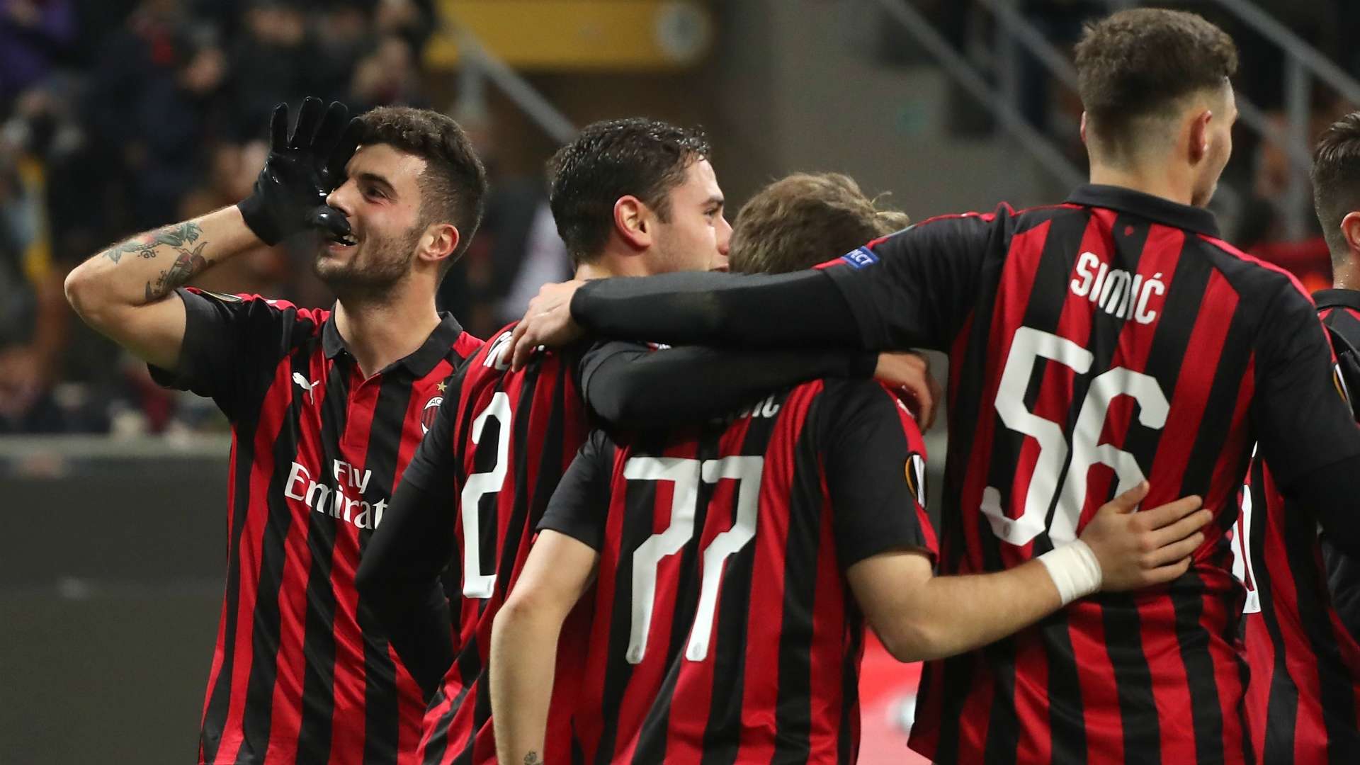 Milan celebrating Milan Dudelange Europa League