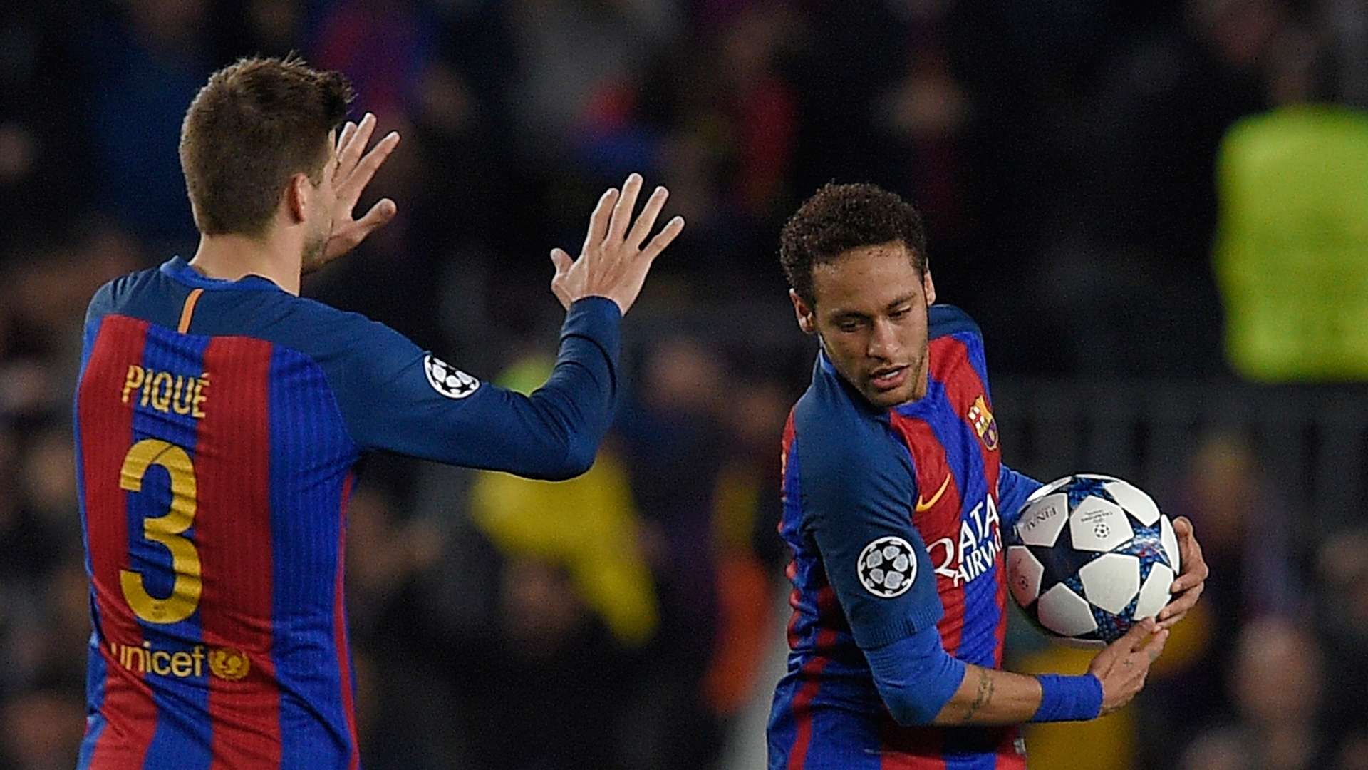 Neymar Pique Barcelona PSG Champions League