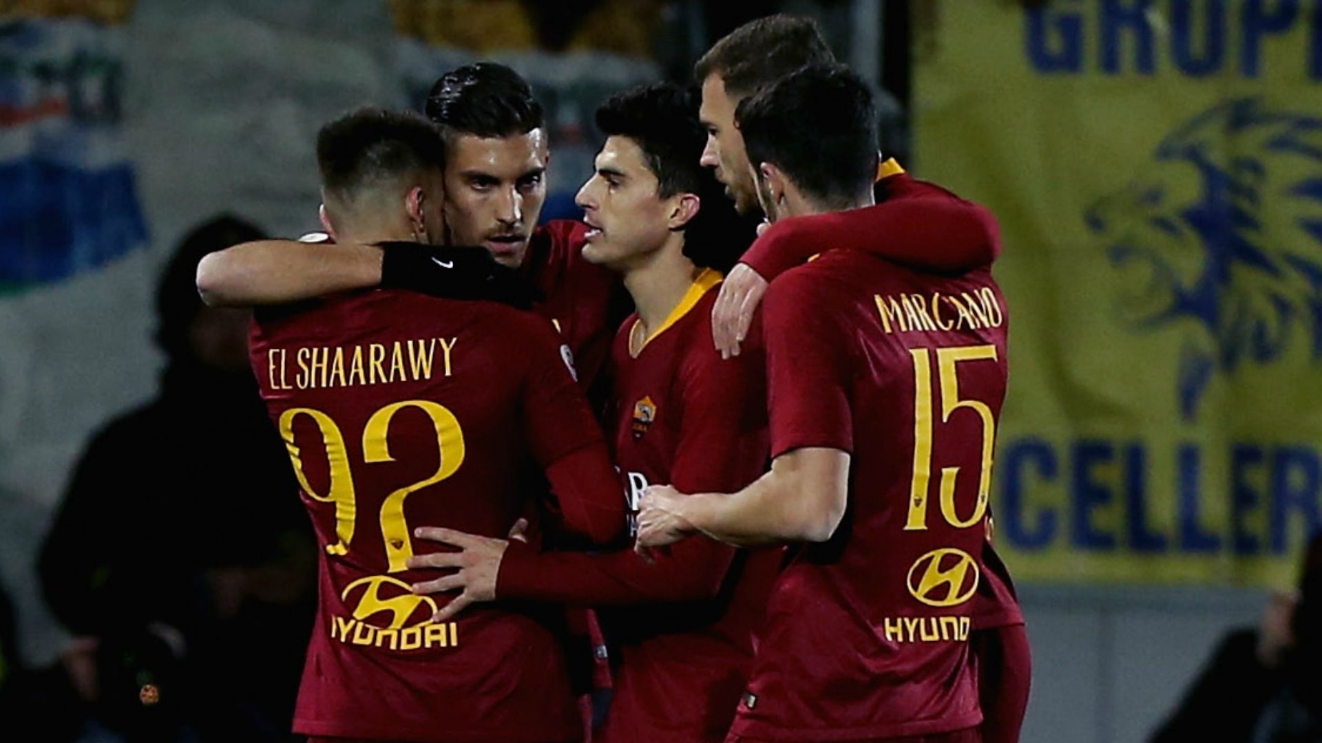 Roma celebrating Frosinone Roma Serie A