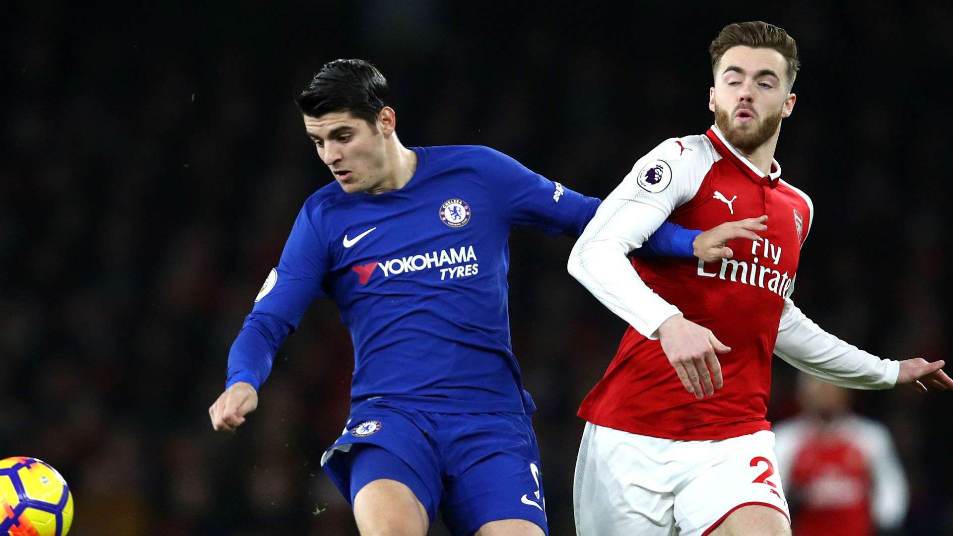 Alvaro Morata Calum Chambers Chelsea Arsenal 03012018