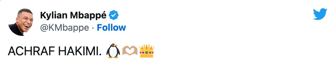 Mbappe Hakimi tweet