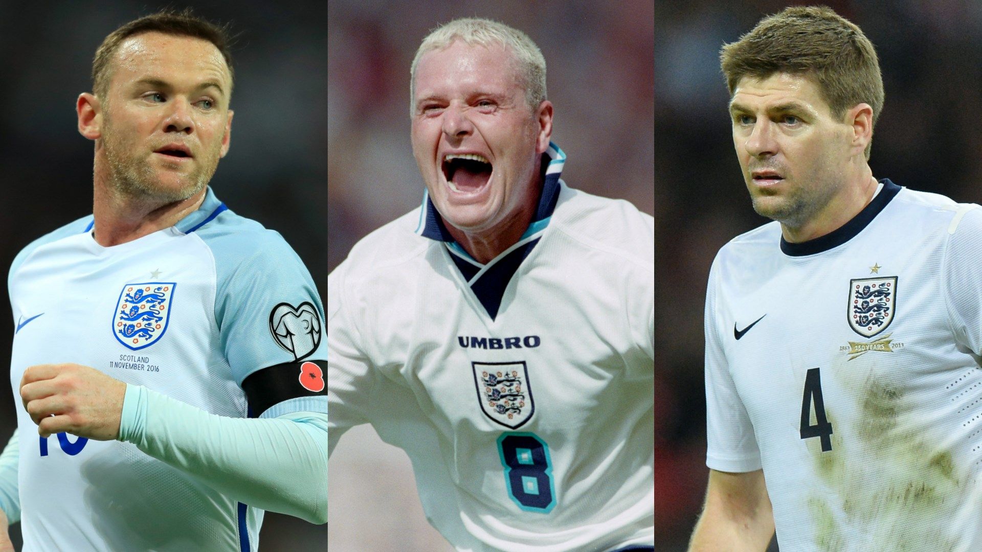 Wayne Rooney Paul Gascoigne Steven Gerrard