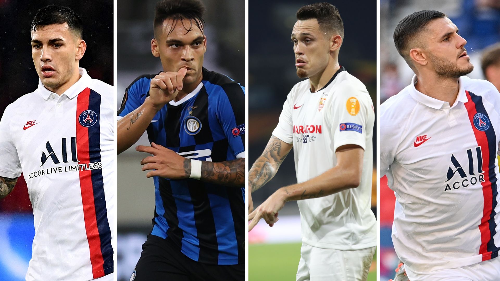 Paredes Martinez Ocampos Icardi PSG Inter Sevilla Champions League Europa League