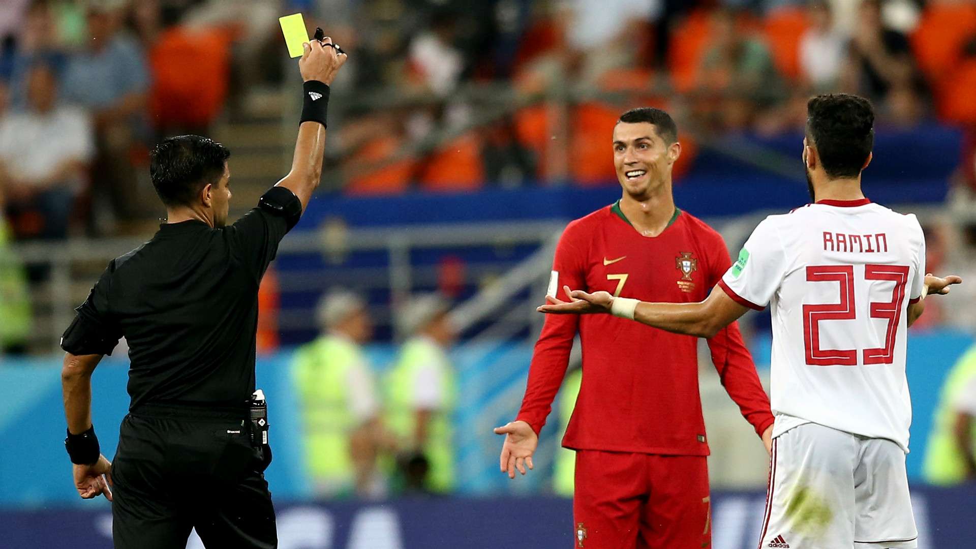 Cristiano Ronaldo Portugal vs Iran World Cup yellow card