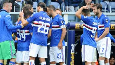 Sampdoria celebrating Serie A