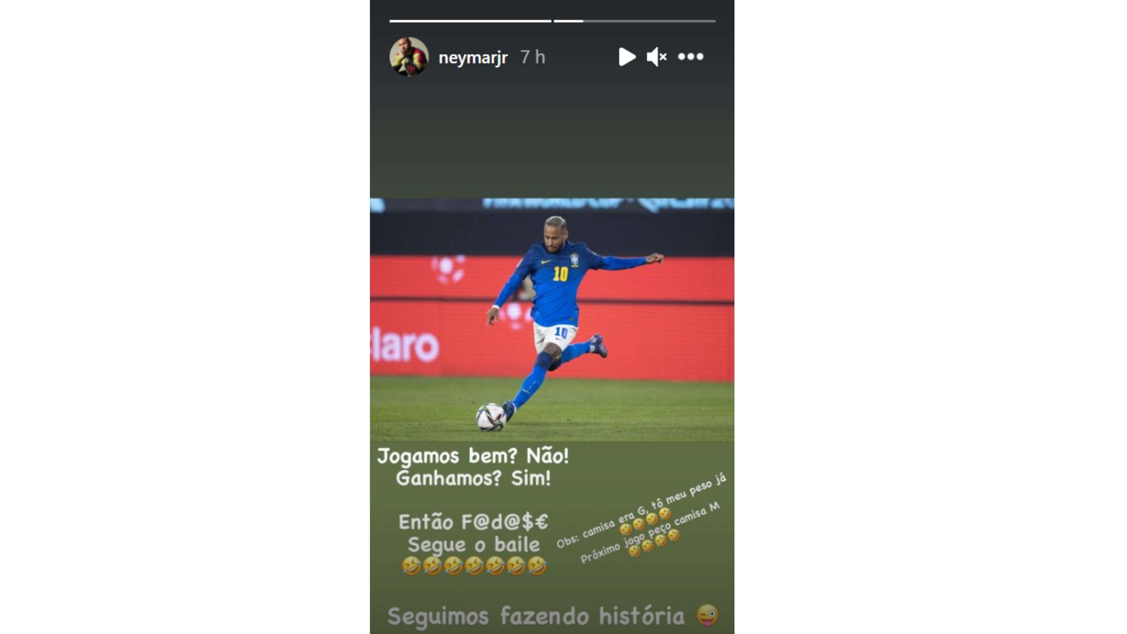 Neymar resposta Instagram Chile Eliminatórias 2022