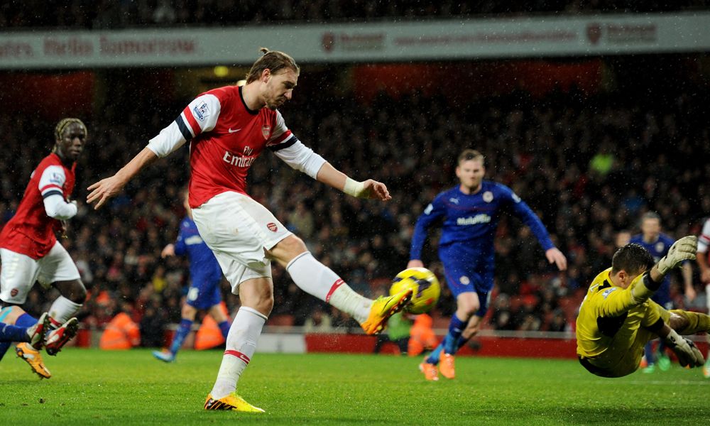 Nicklas Bendtner Arsenal Cardiff City Premier League 01012014
