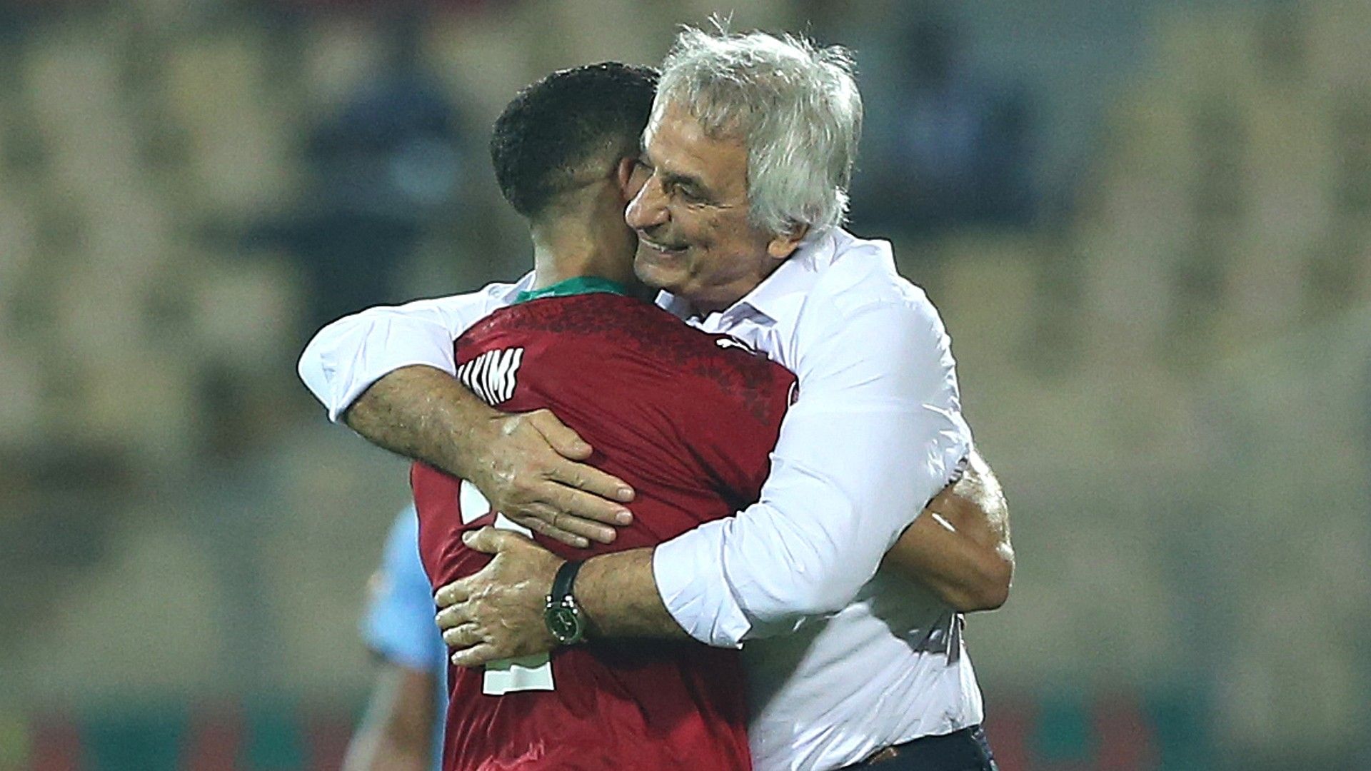 Achraf Hakimi of Morocco coach Vahid Halilhodzic at Afcon.