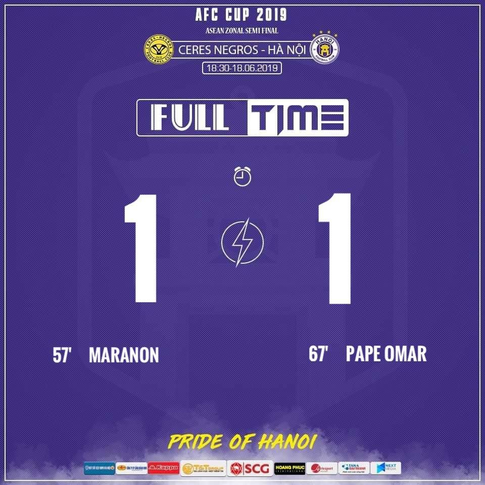 Ceres 1-1 Hanoi AFC Cup 2019