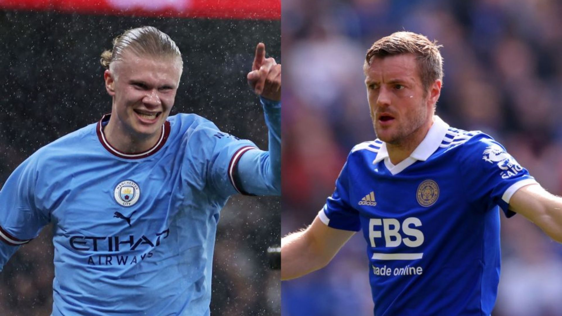 Erling Haaland Man City Jamie Vardy Leicester City