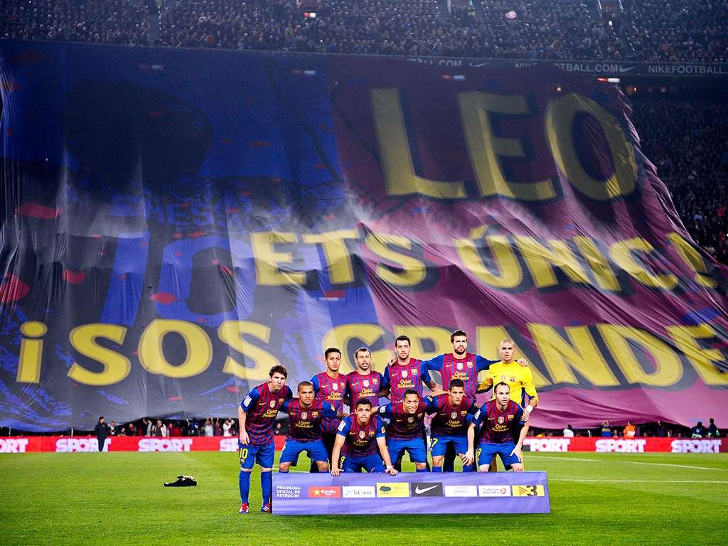 Banner Lionel Messi Barcelona Nou Camp