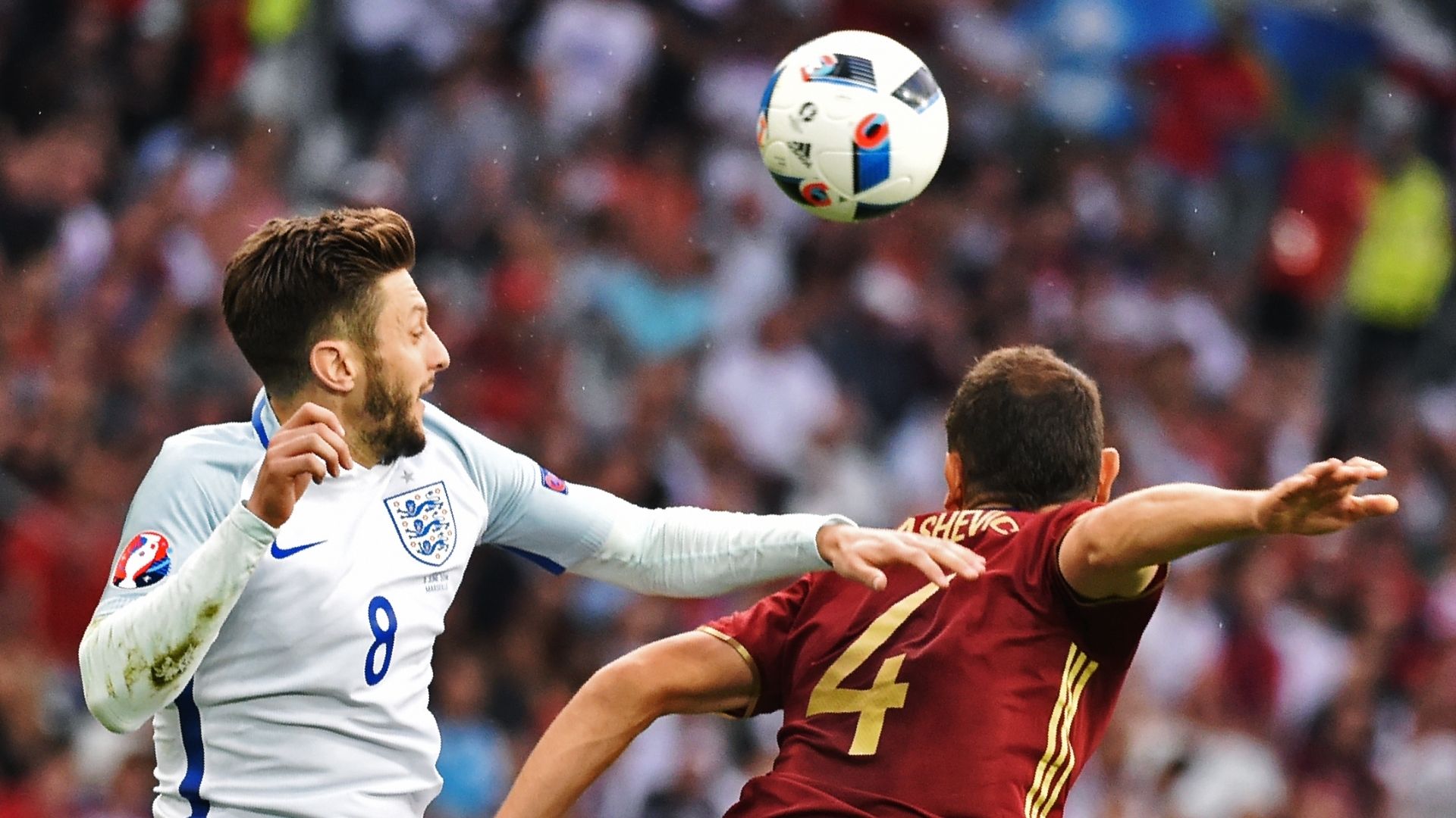 Adam Lallana, Sergey Ignashevich, England vs Russia, Euro 2016