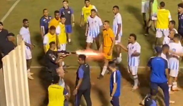 Brasil police officer shot football player
