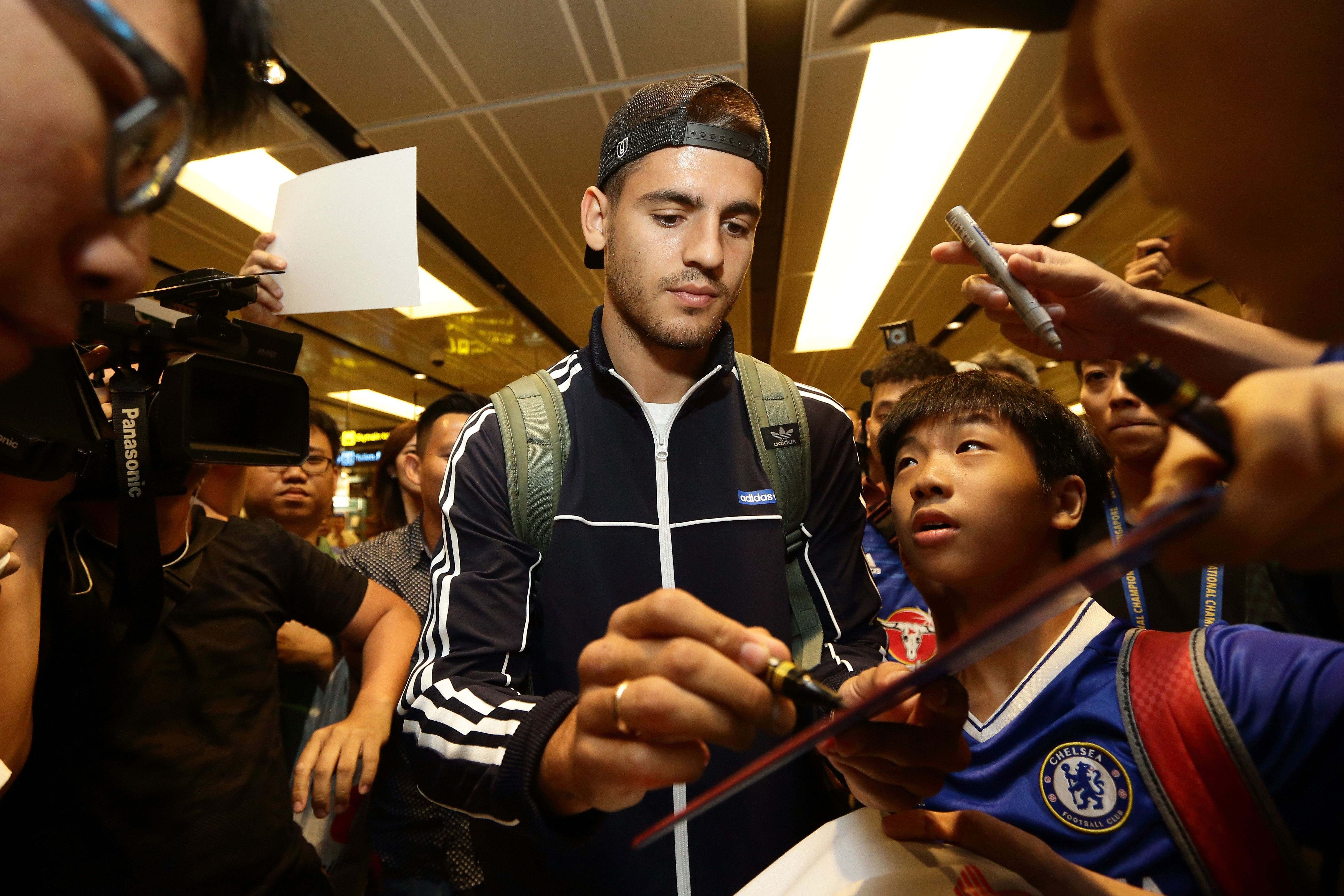 Alvaro Morata arrives in Singapore