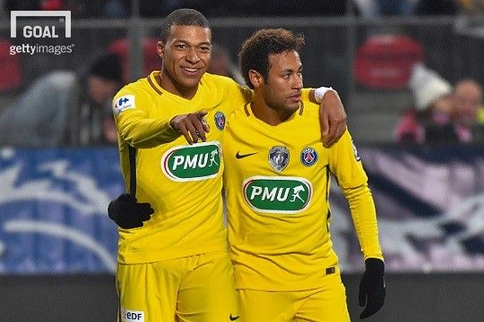 PSG 공격수 음바페(좌)와 네이마르(우). 사진=게티이미지