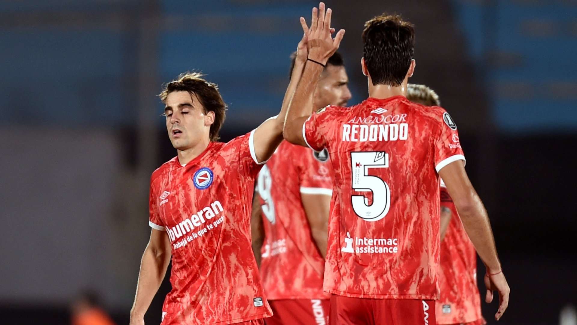 Argentinos Juniors comemora gol marcado contra o Liverpool-URU pela Copa Libertadores 2023