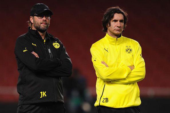 Borussia Dortmund head coach Jürgen Klopp and assistant Zeljko Buvac