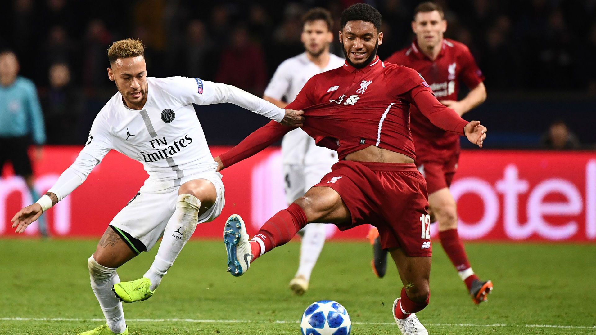 Neymar Joe Gomez PSG Liverpool UEFA Champions League 28112018