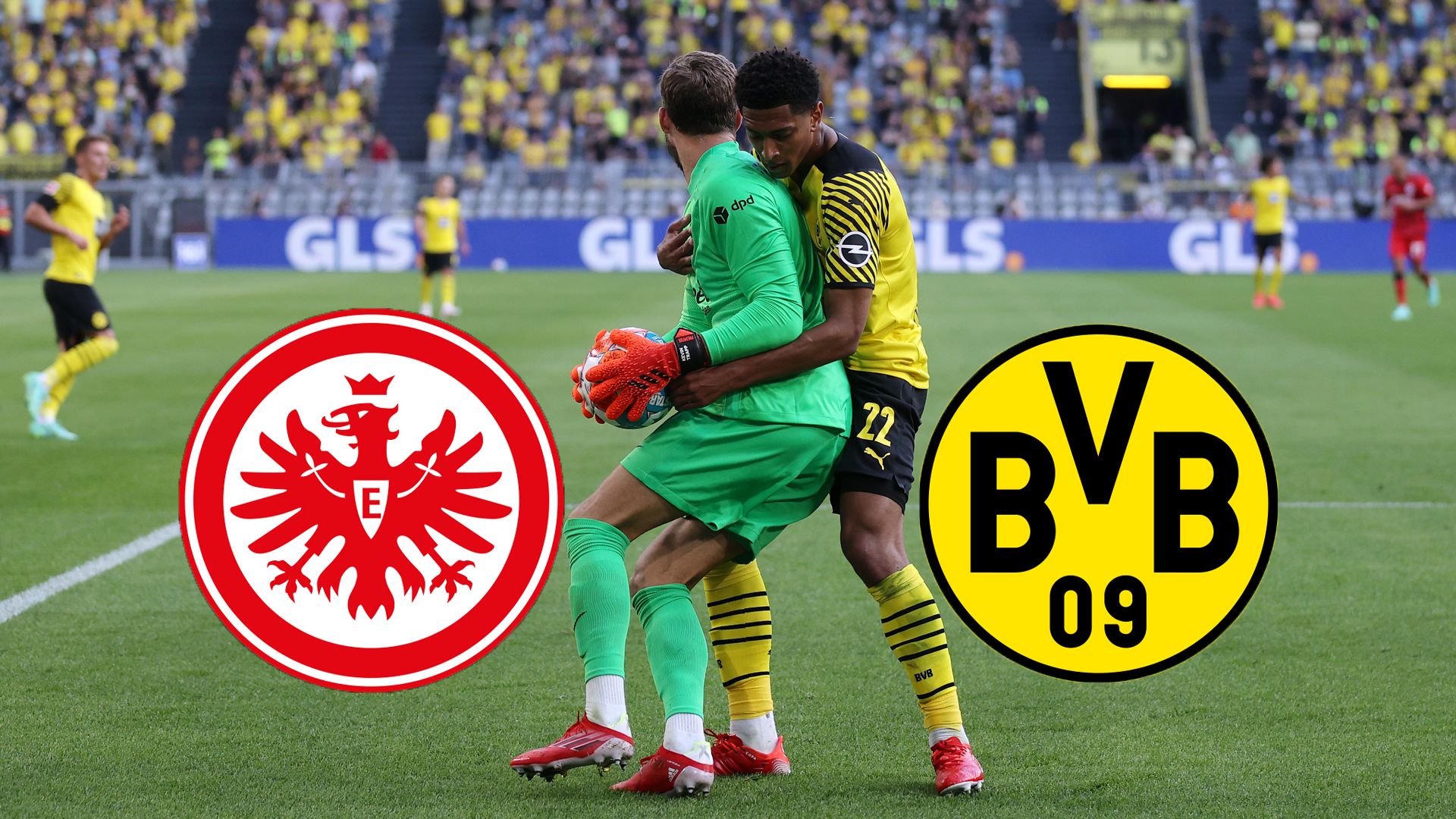 SG Eintracht Frankfurt BVB Borussia Dortmund Jude Bellingham knuddelt Kevin Trapp Bundesliga 2021 2022