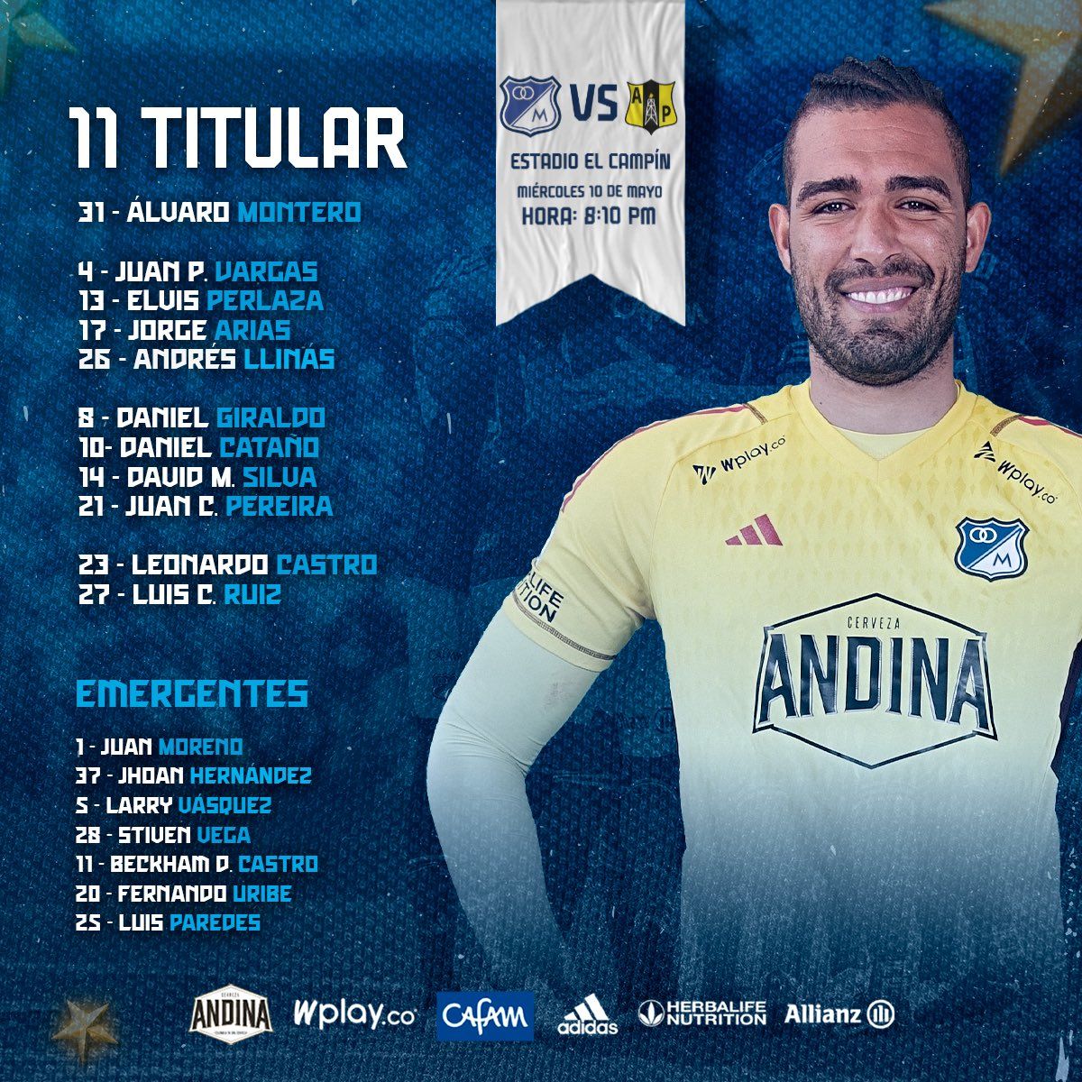 Nómina Millonarios Fecha 3 Liga BetPlay 2023