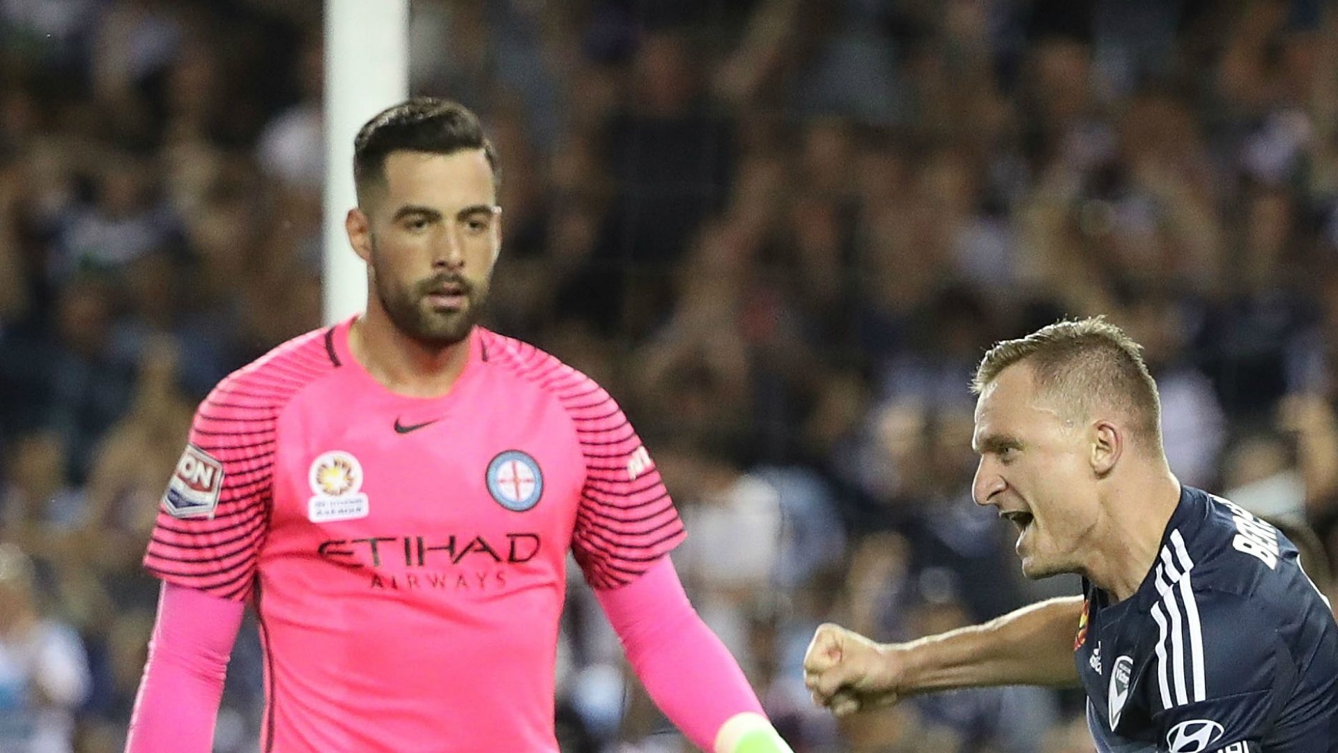 Dean Bouzanis Besart Berisha Melbourne Victory v Melbourne City A-League 04022017