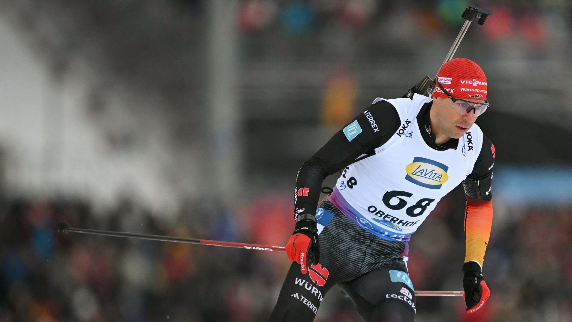 Germany's Philipp Nawrath competes during the men's 10km sprint 