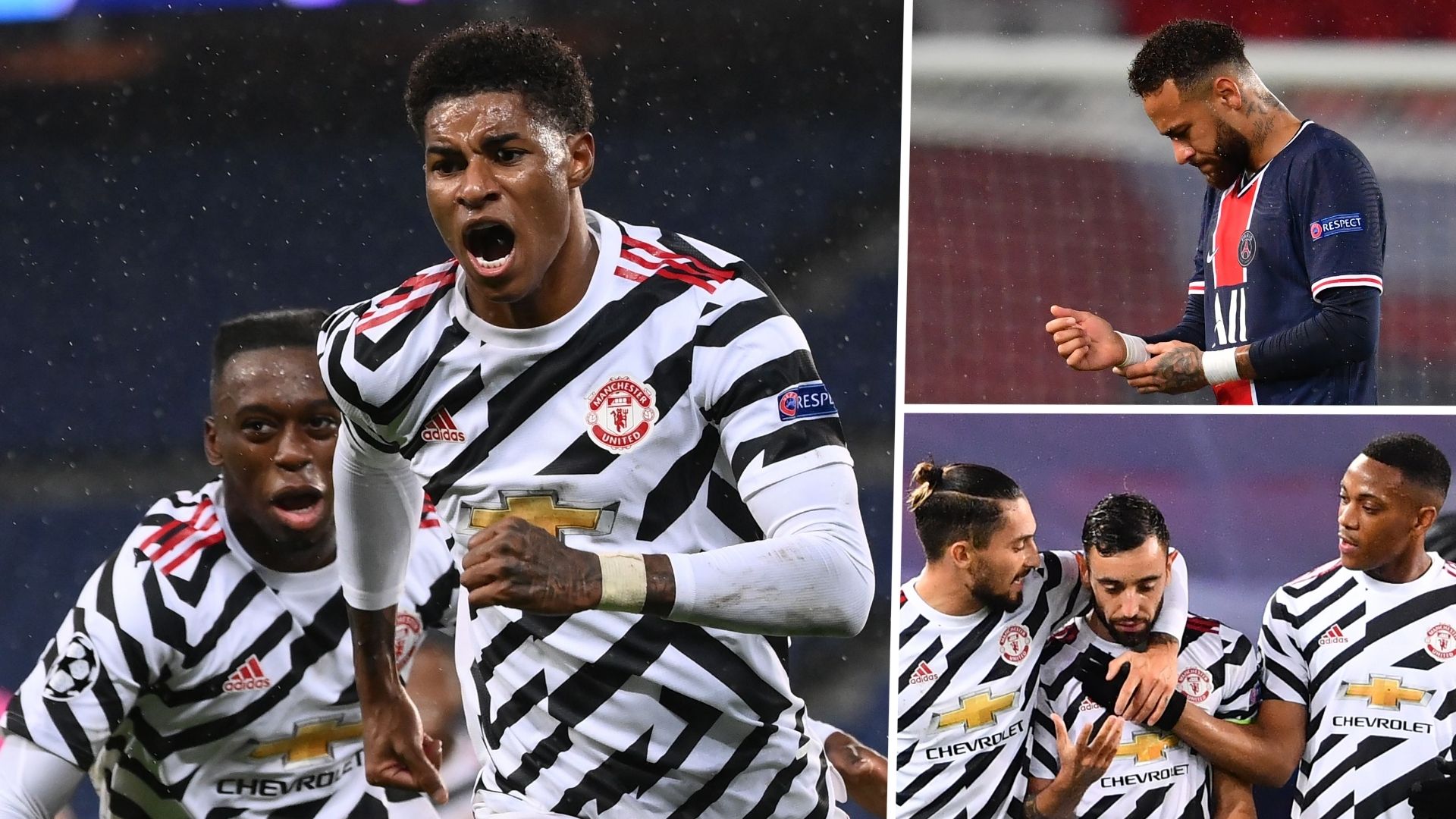 Marcus Rashford Neymar Bruno Fernandes Manchester United PSG Champions League GFX