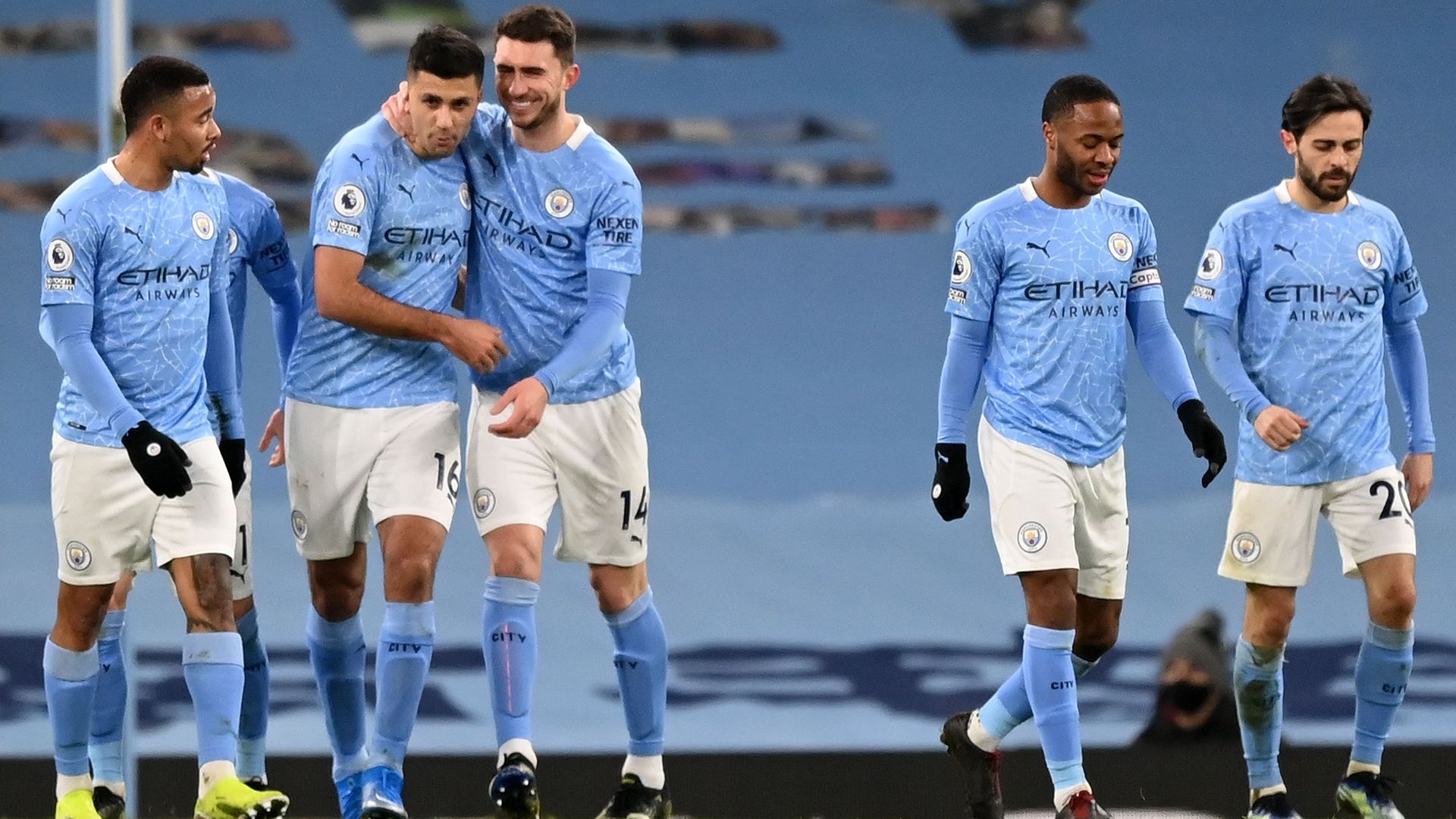 Manchester City celebrating 2020-21