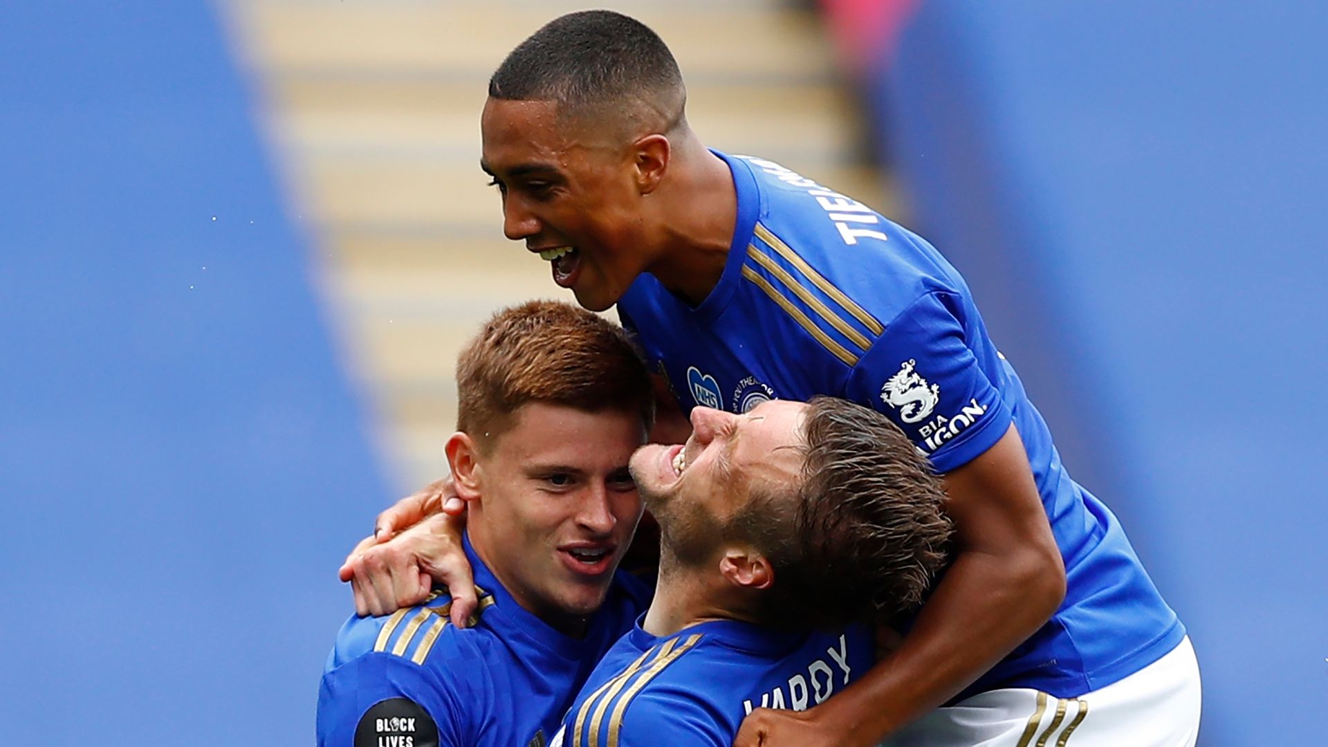 Youri Tielemans Harvey Barnes Jamie Vardy 2019-20