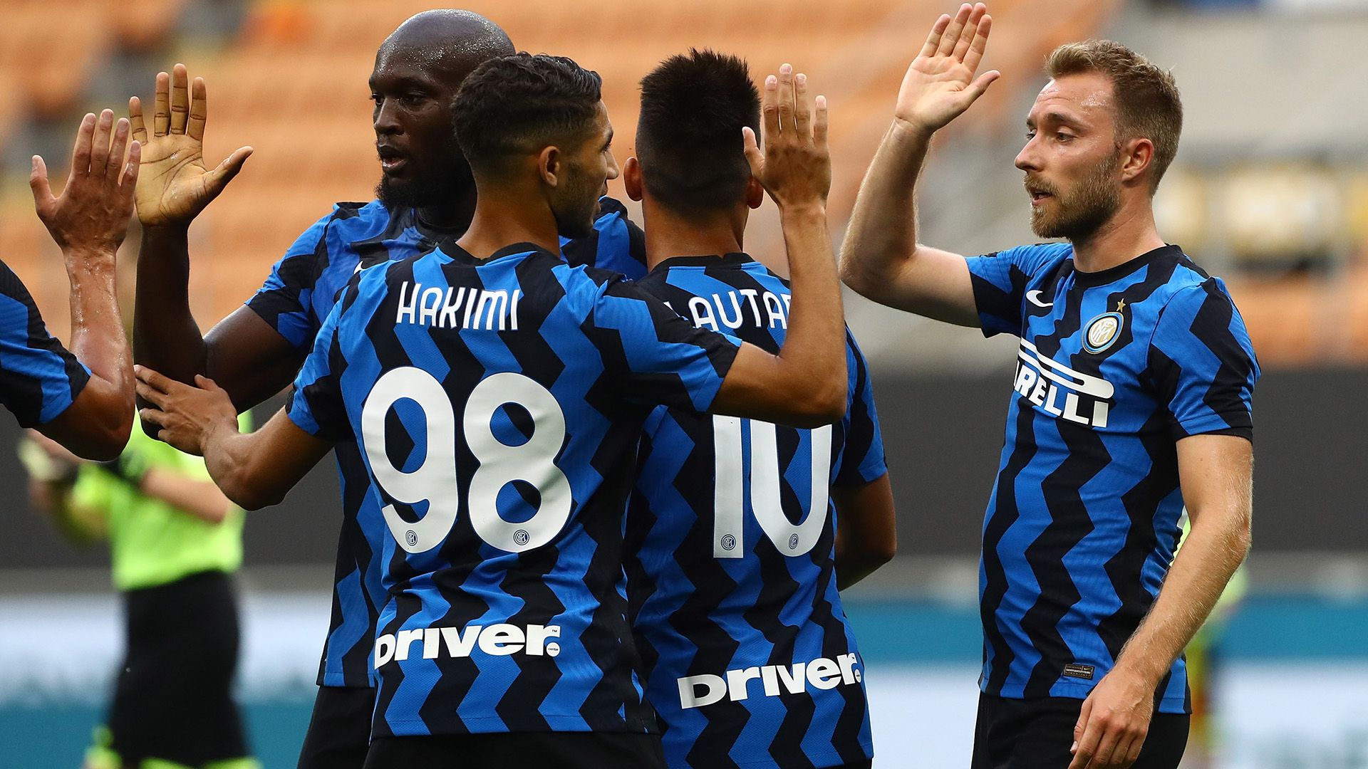 Hakimi Eriksen Lautaro Lukaku Inter Pisa