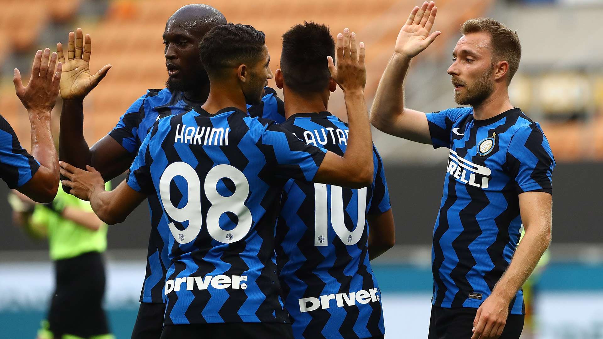 Hakimi Eriksen Lautaro Lukaku Inter Pisa