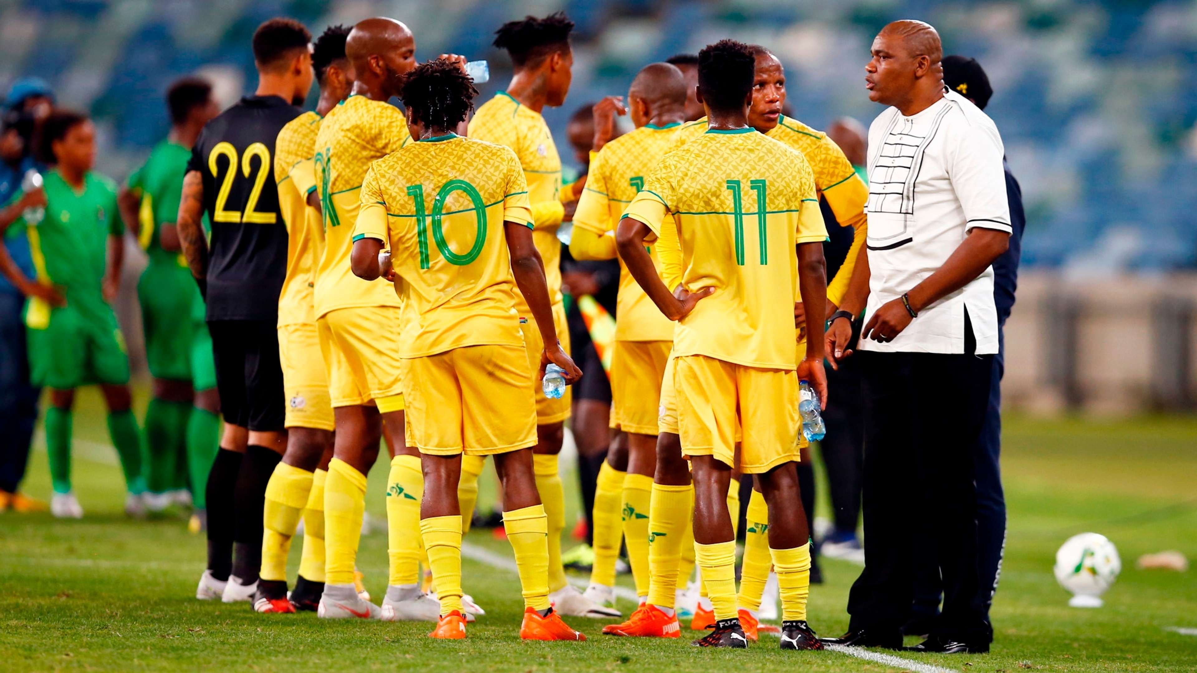 Bafana Bafana coach Molefi Ntseki and players, November 2020
