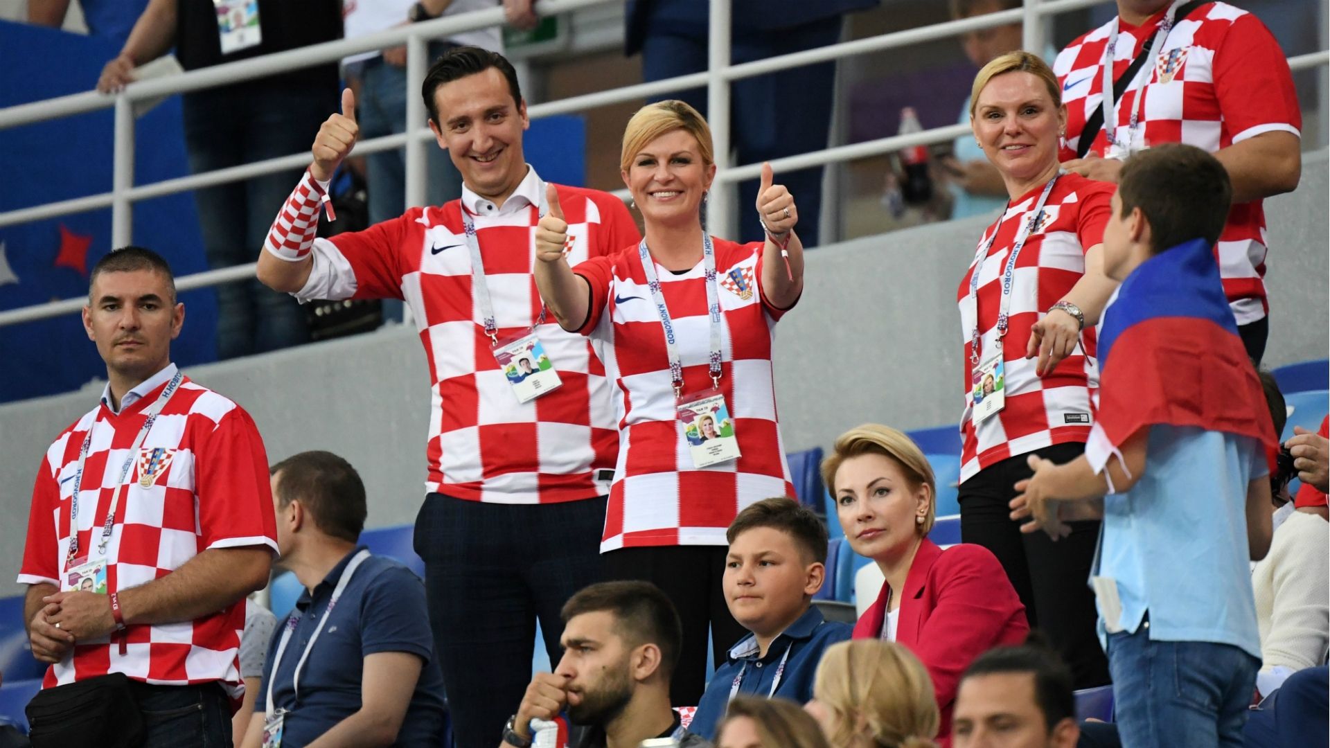 Croatia's President Kolinda Grabar-Kitarovic Croatia Denmark World Cup 01072018