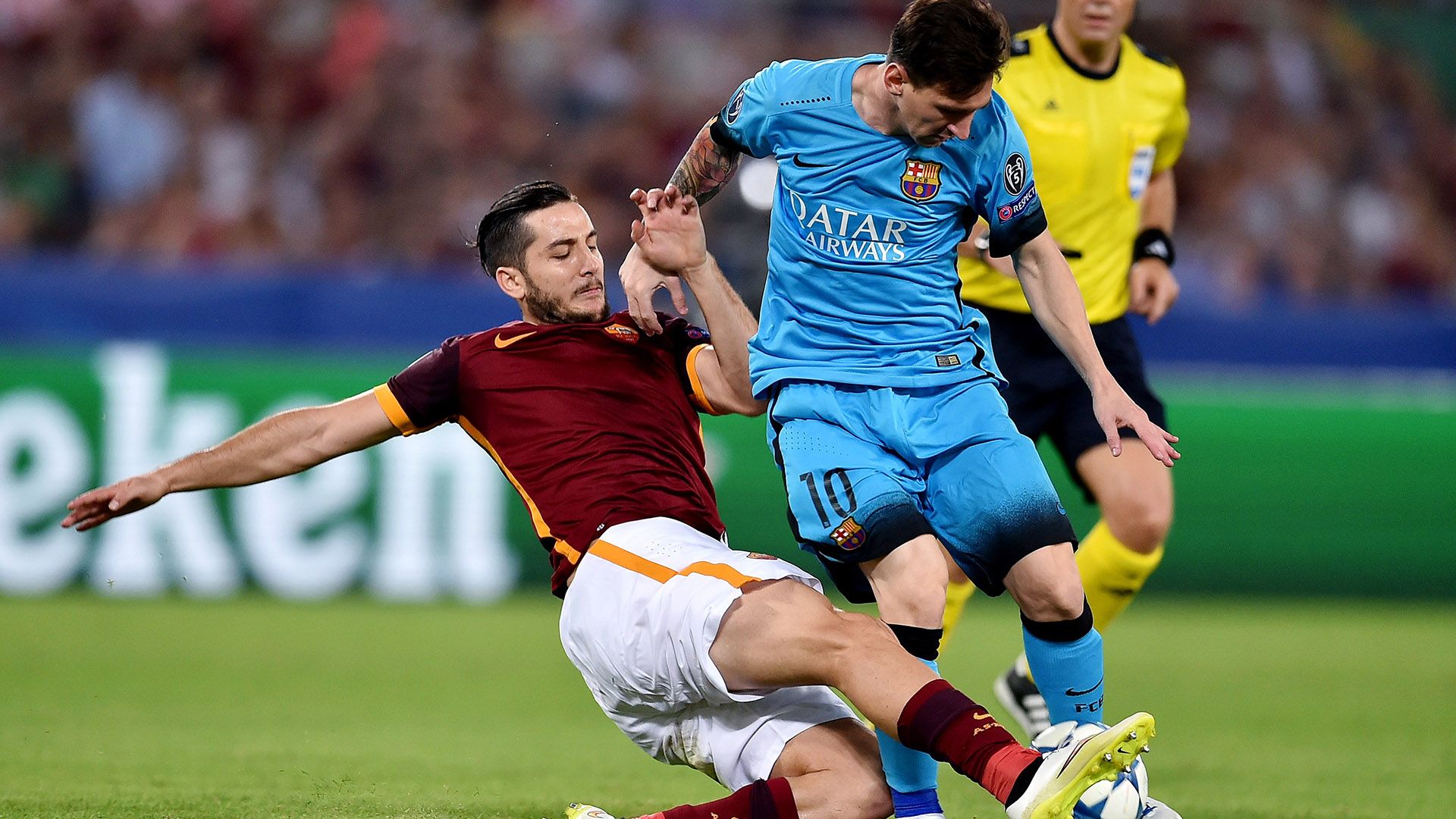 Manolas Messi Roma Barcelona Champions League