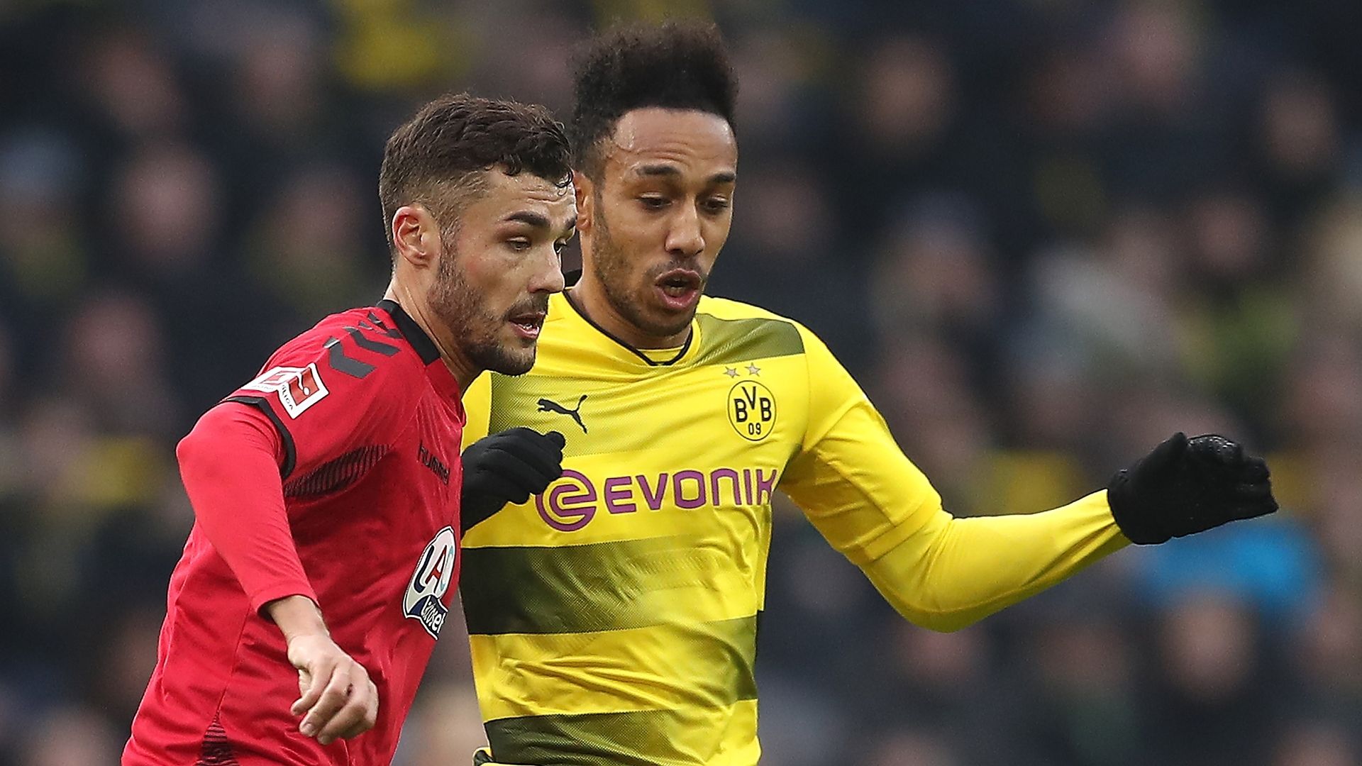Manuel Gulde & Pierre-Emerick Aubameyang - Borussia Dortmund v Freiburg