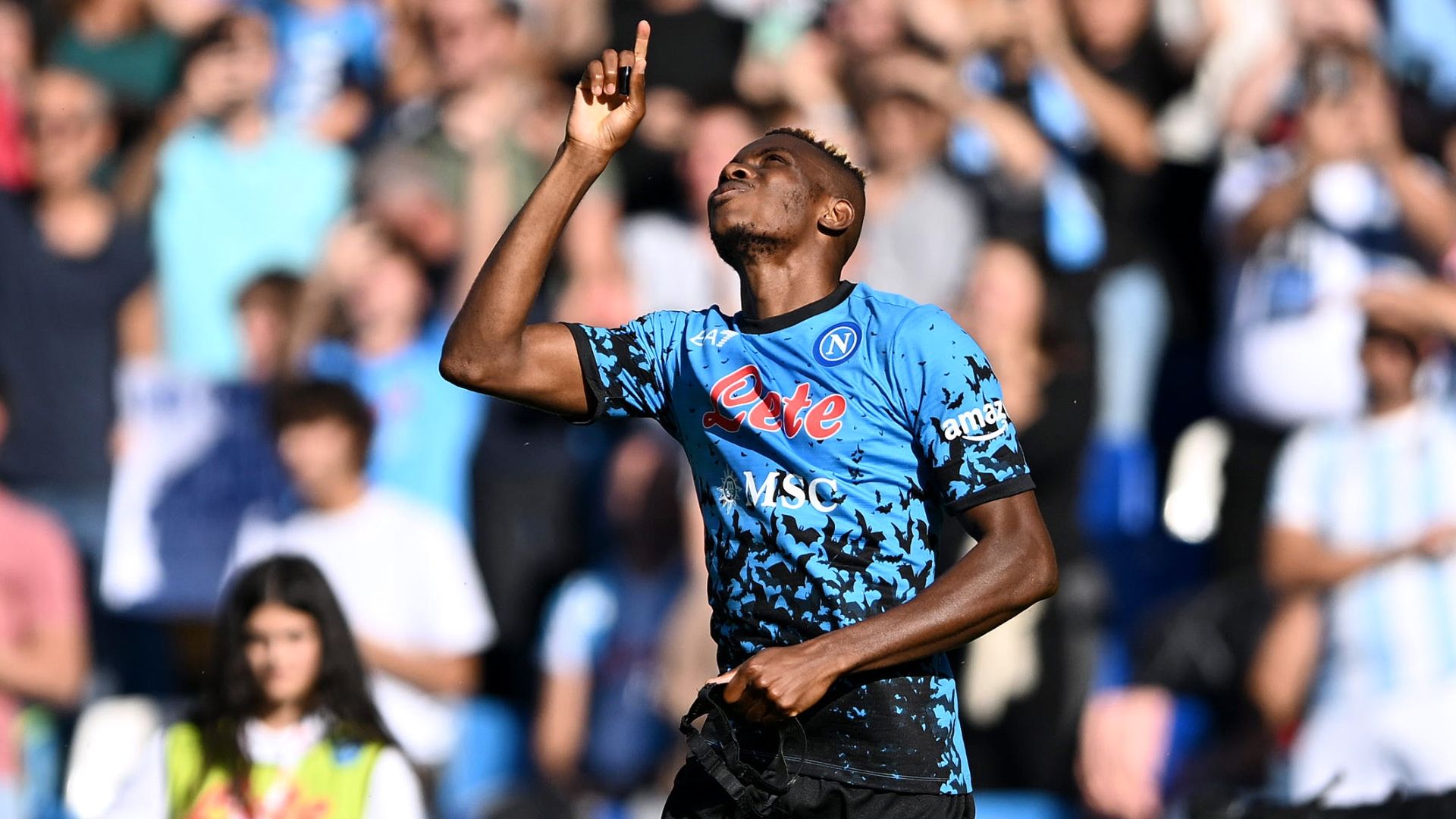 Osimhen celebrating Napoli Sassuolo Serie A