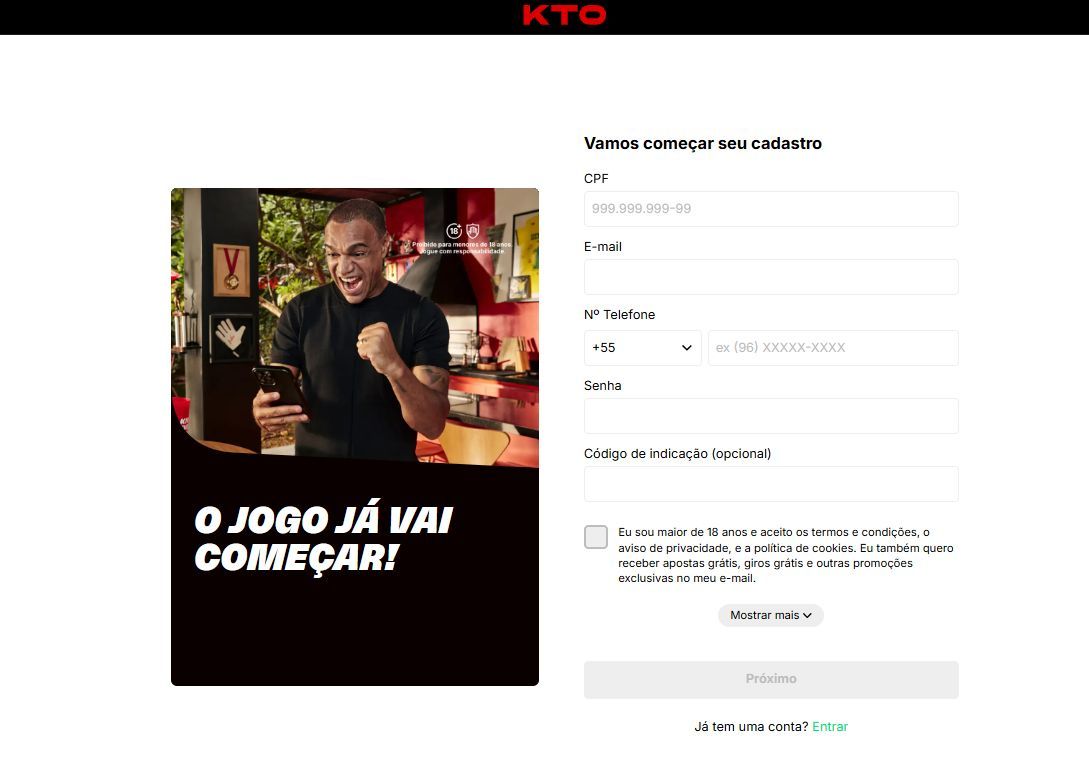 KTO cadastro