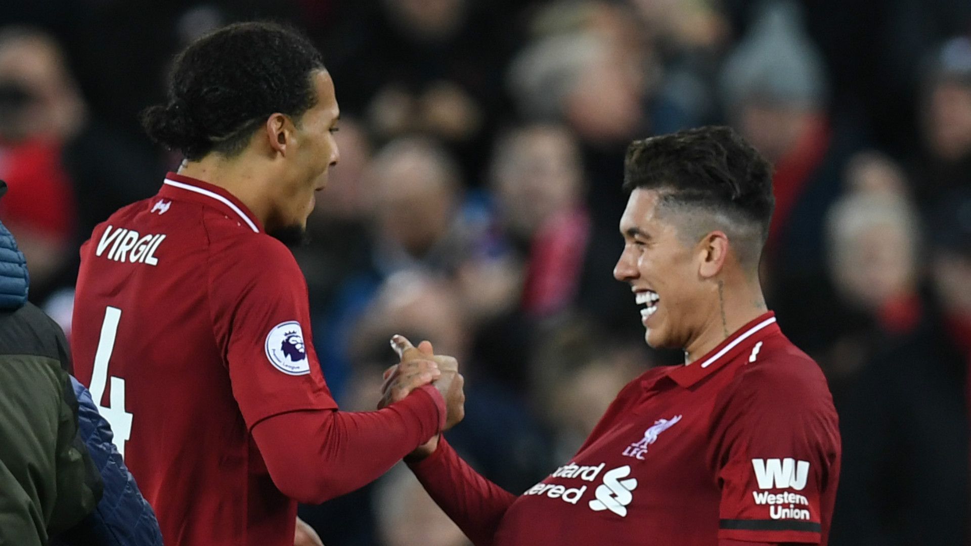 Virgil van Dijk Roberto Firmino Liverpool 2018-19