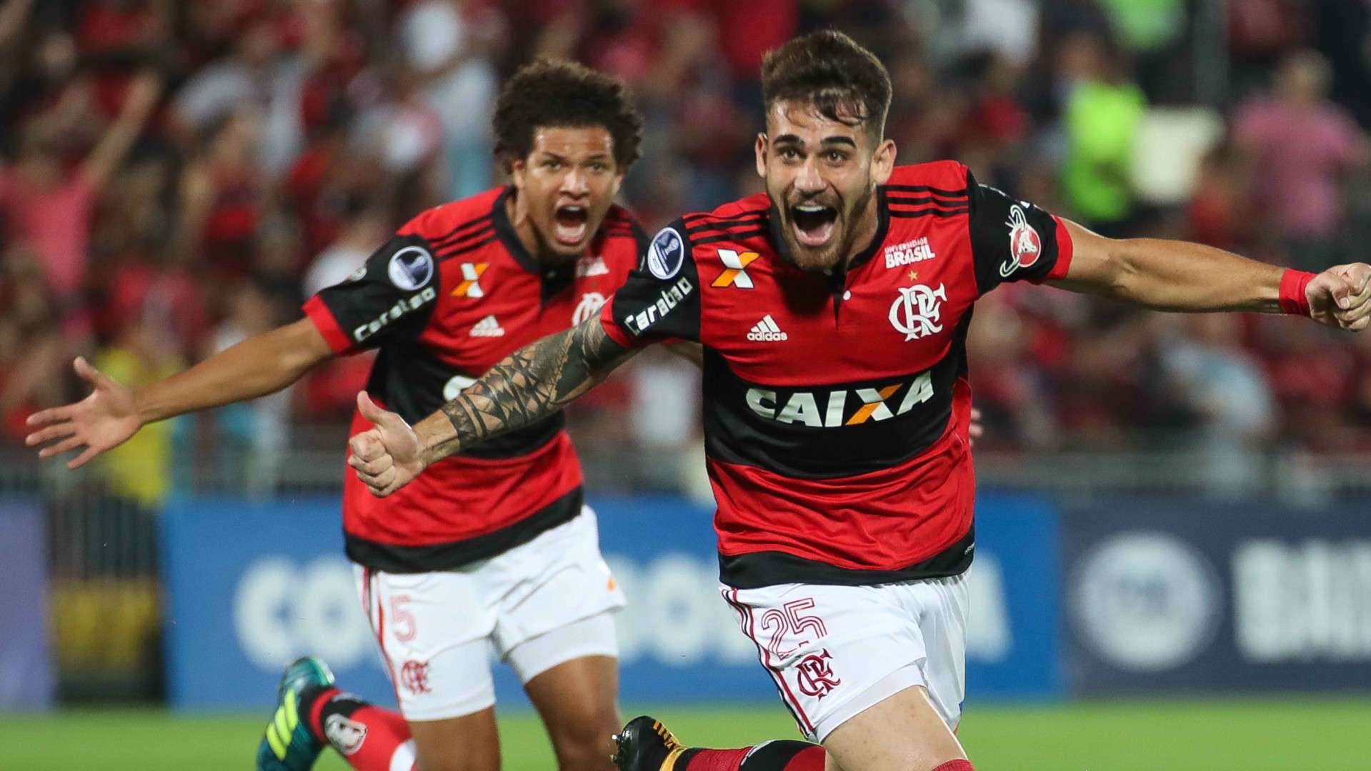 Felipe Vizeu Willian Arao Flamengo Palestino Copa Sudamericana 09082017