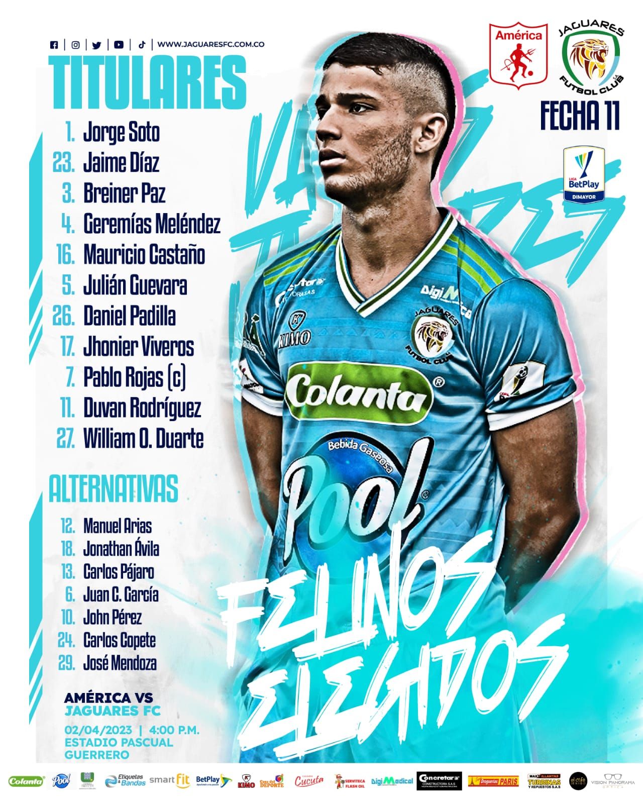  Nóminas Jaguares América de Cali Liga BetPlay 2023 I