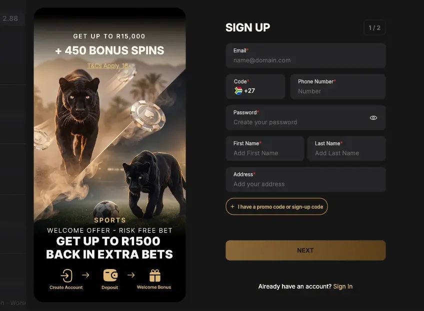 PantherBet Registration