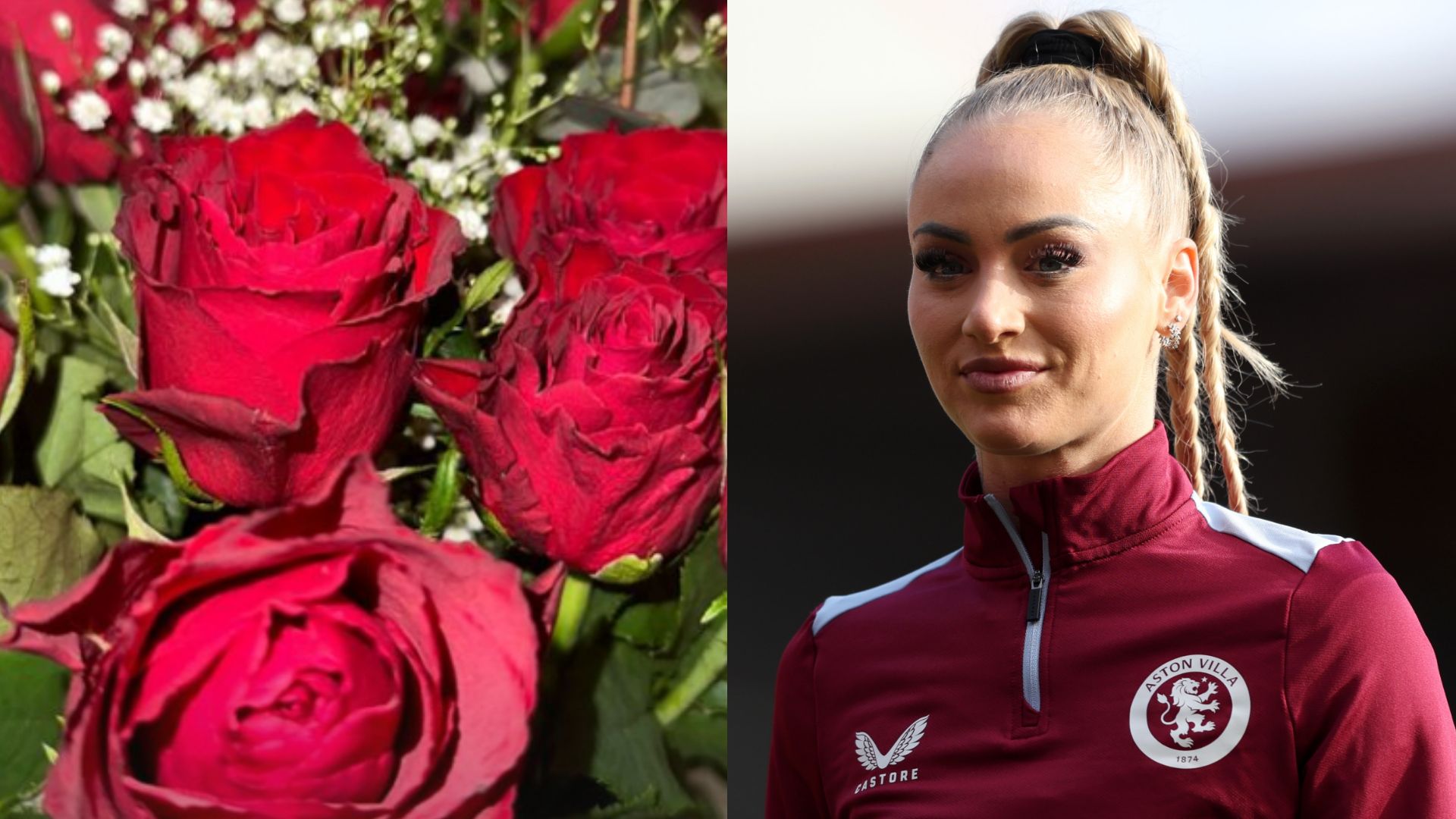 Alisha Lehmann receives flowers from Douglas Luiz