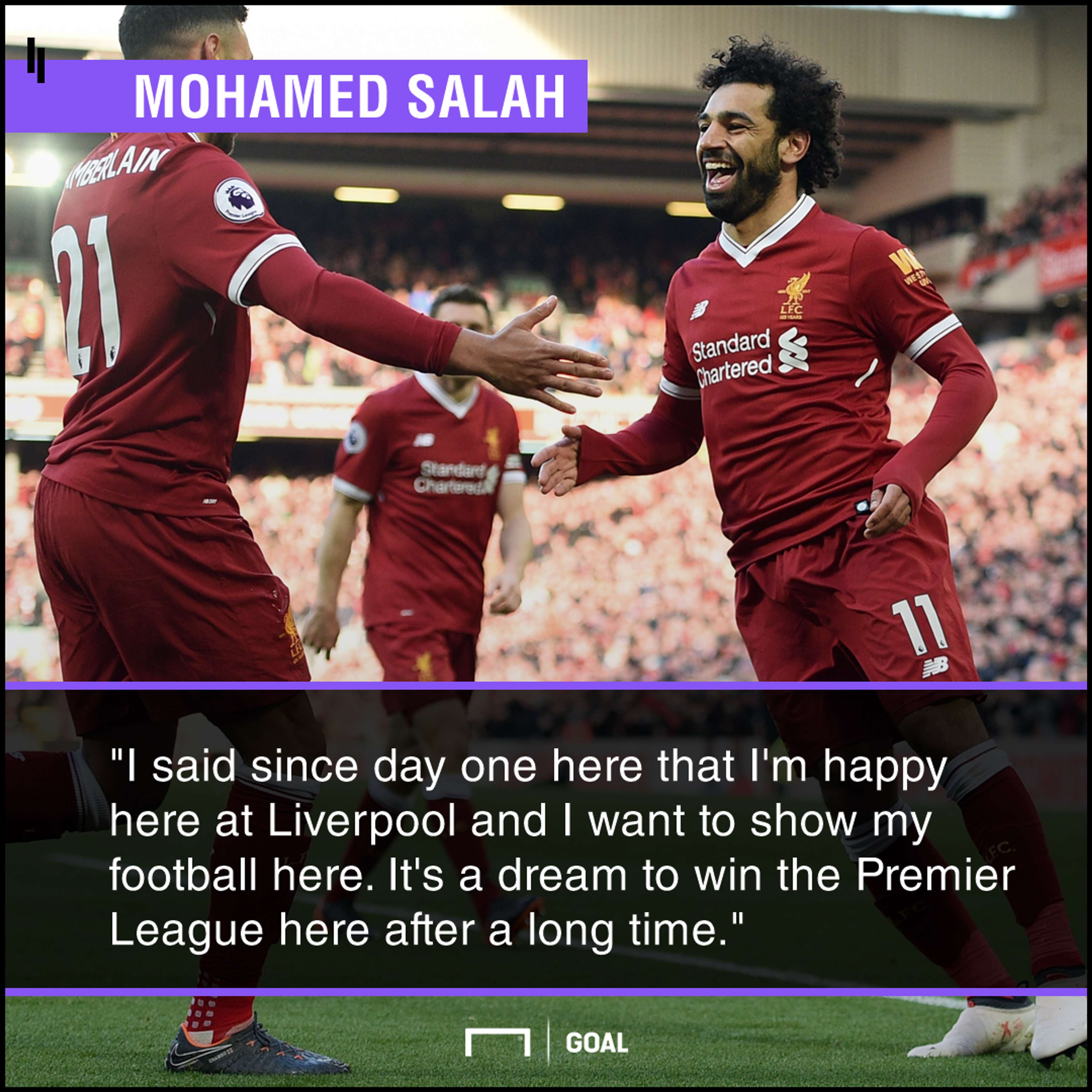 Mohamed Salah happy Premier League title target