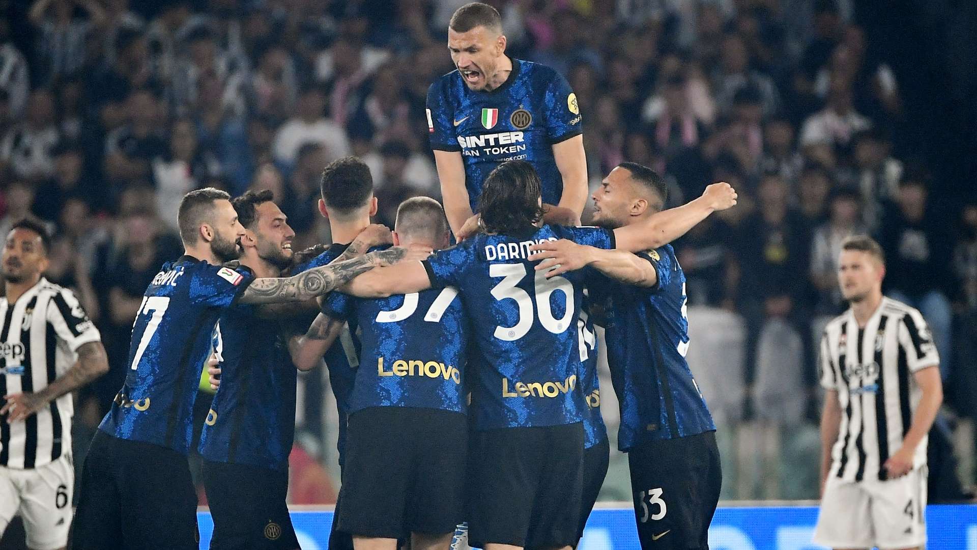 Inter celebrating Juventus Coppa Italia