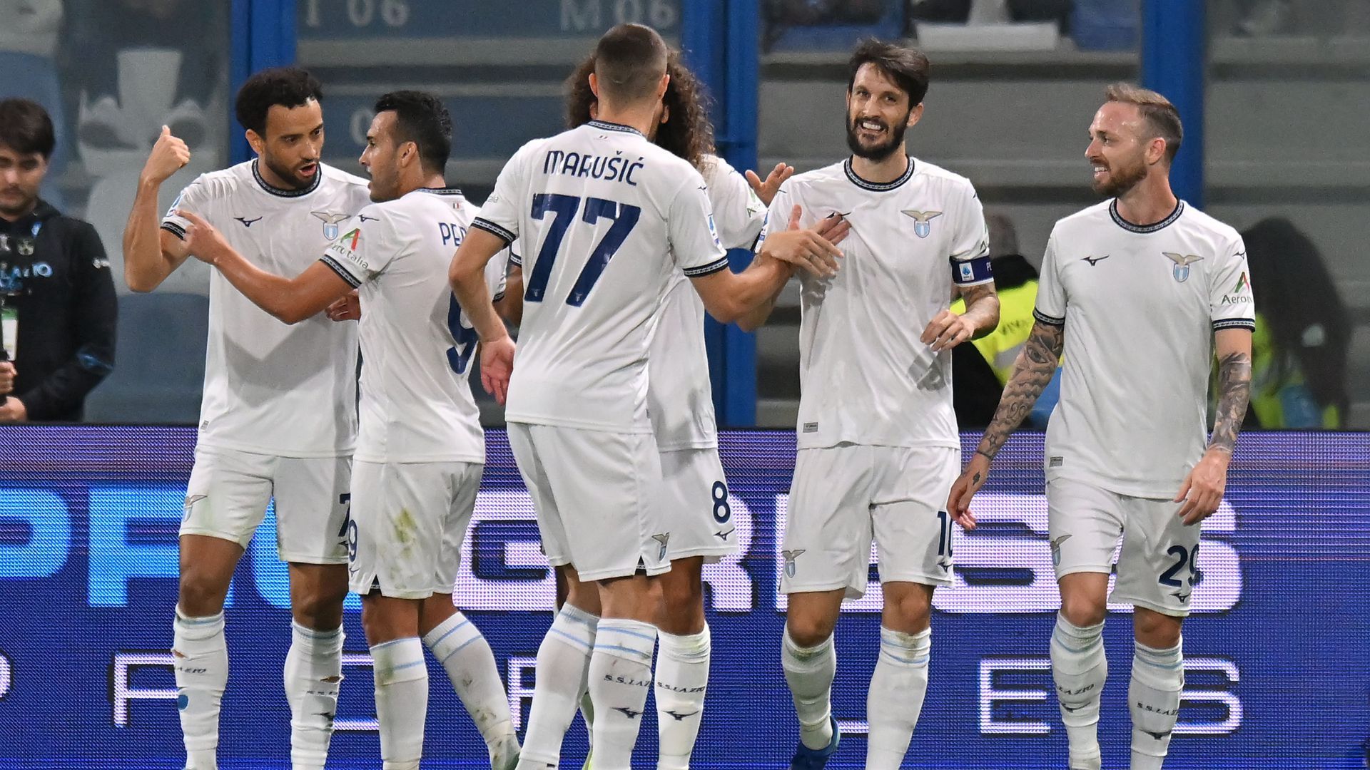 Lazio players celebrating Sassuolo Lazio Serie A