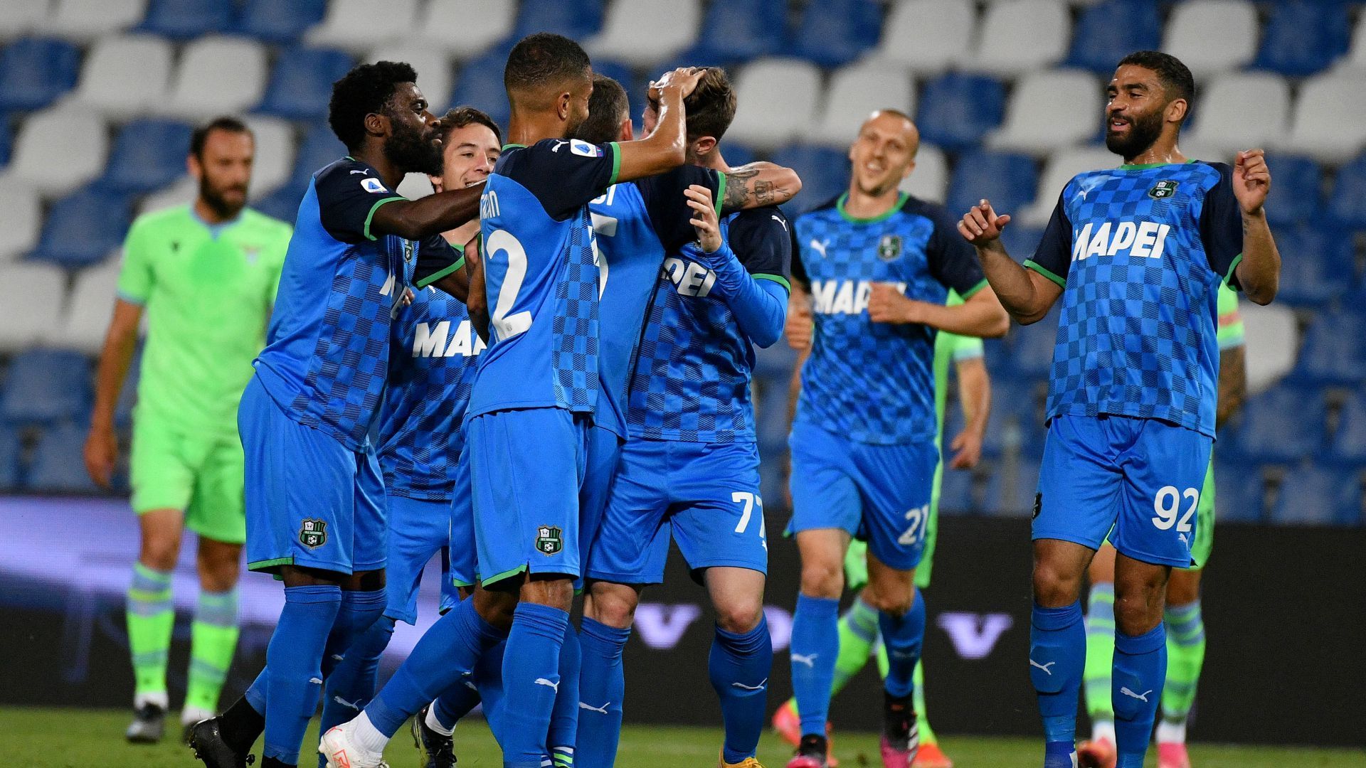 Sassuolo players celebrating Sassuolo Lazio Serie A
