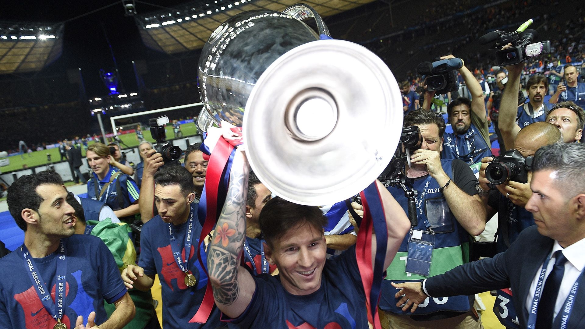 Lionel Messi Barcelona celebrate Juventus Barcelona Champions League final 06062015