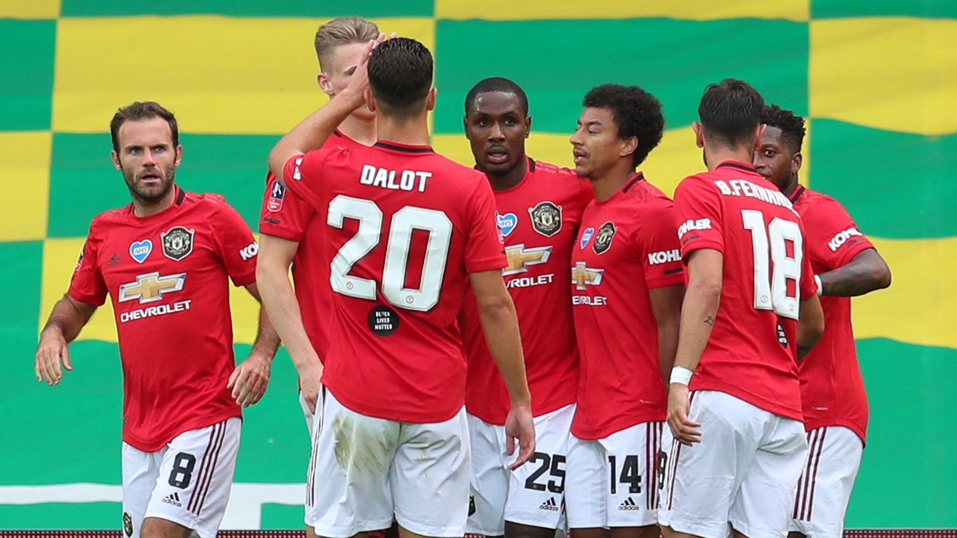 Man Utd celebrate vs Norwich, 2019-20 FA Cup